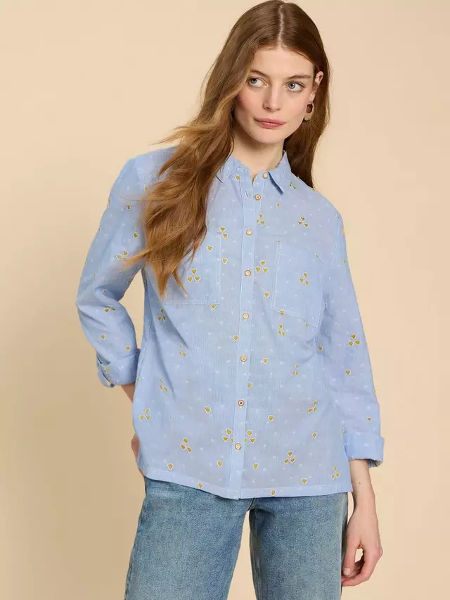 

Рубашка White Stuff Sophie Embroidered Hearts, цвет blue/multi