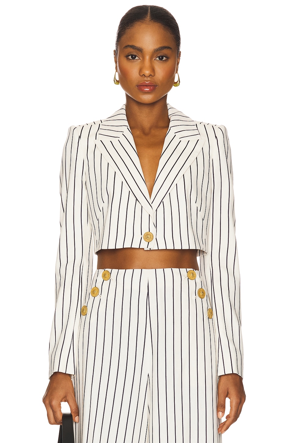 

Кроп-блейзер Izzie L'Agence, vintage white & black pinstripe