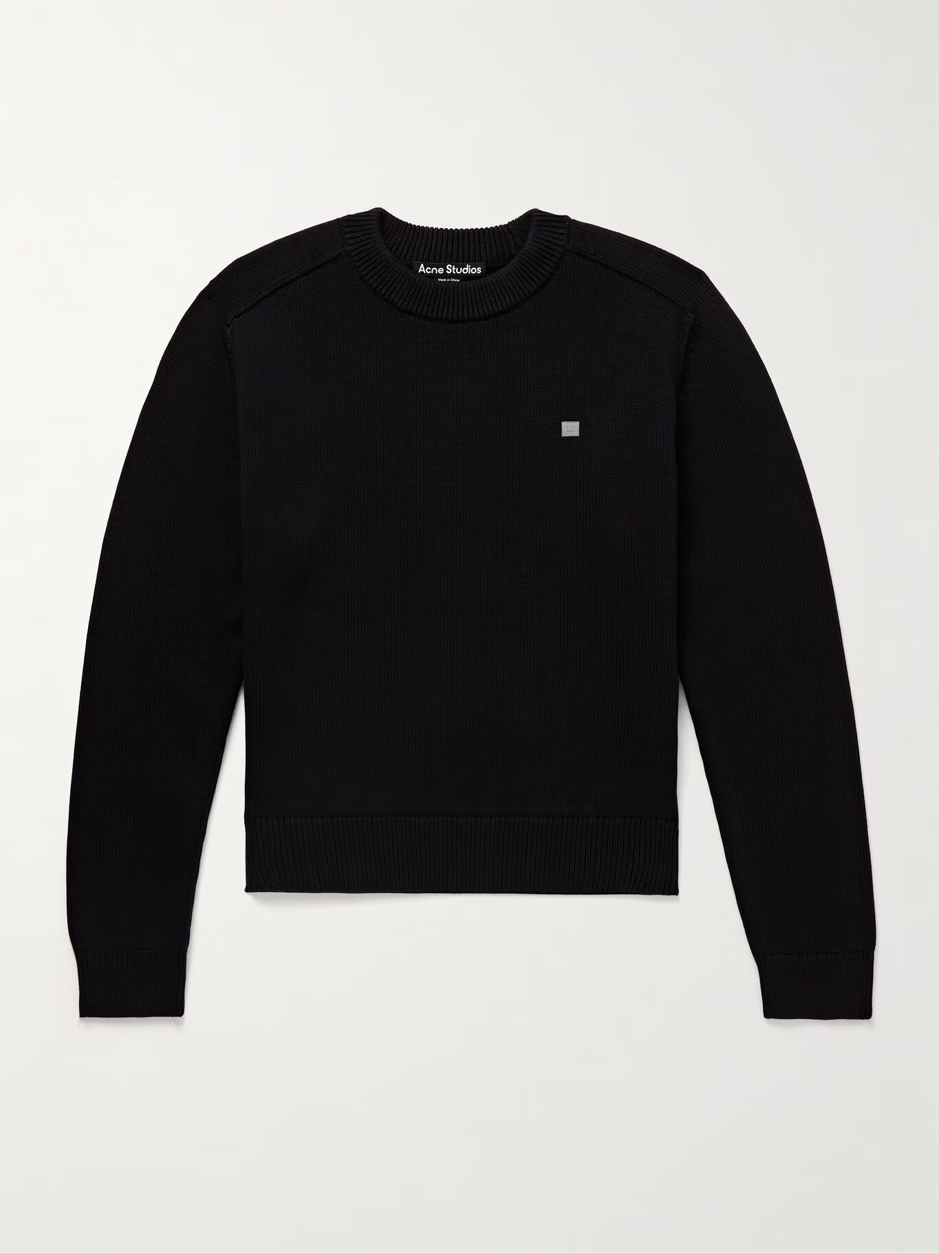 

Хлопковый свитер с аппликацией логотипа ACNE STUDIOS, черный