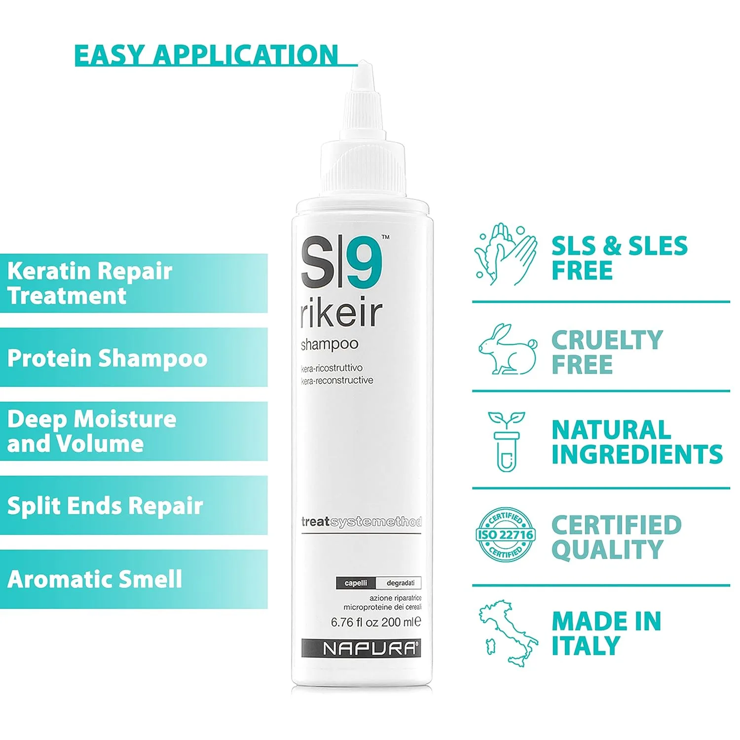 Увлажняющий шампунь NAPURA S9 Professional, для восстановления поврежденных волос, без сульфатов и парабенов, с маслом авокадо, прозрачный — фото 3