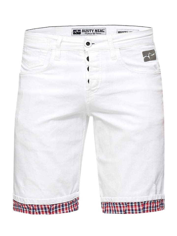 

Rusty Neal Джинсовые шорты-бермуды "BIRKEN" в клетку, эластичные, белого цвета