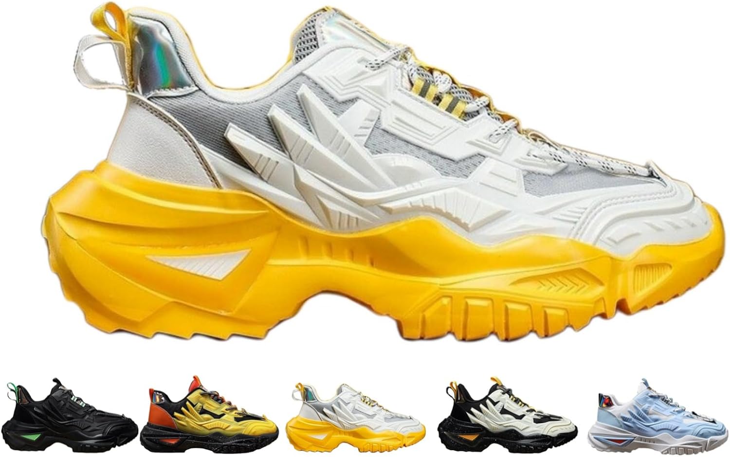 

Мужские модные спортивные массивные кроссовки MACEFIL в стиле Y2K, ретро-стиль 'папа', повседневные дышащие беговые обувь, белый/желтый