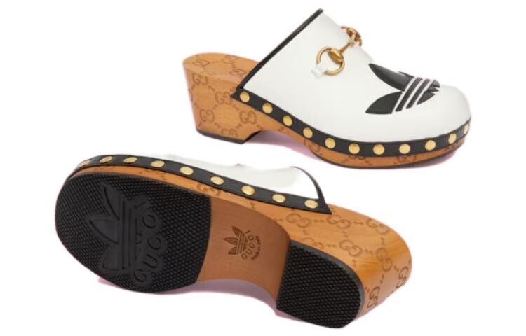 Шлепанцы женские Adidas x Gucci, белый — фото 4