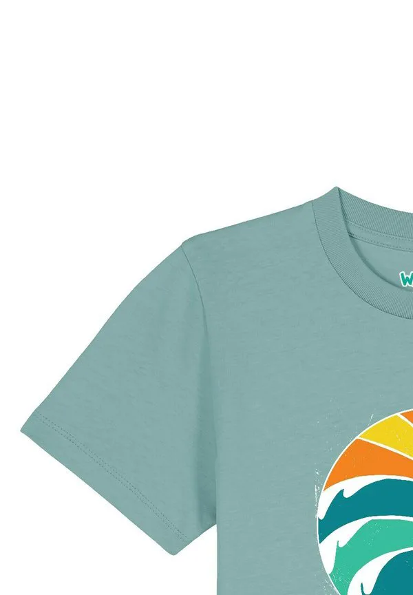 Футболка с принтом летнего солнца Watapparel, Teal Monstera — фото 4
