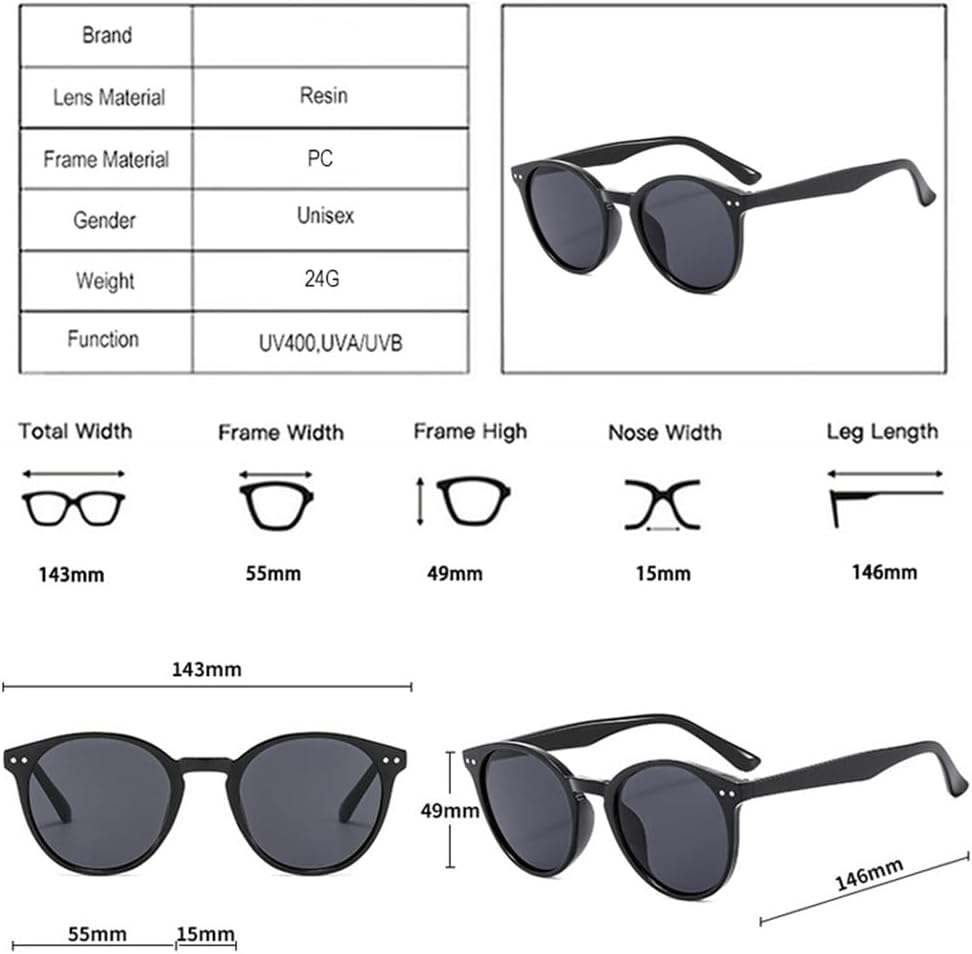 

Женские солнцезащитные очки 2027 Round с ретро-линзами и защитой от УФ-излучения UV400, мужские солнцезащитные очки в стиле панк с заклепками для активного отдыха MTZJH, Leopard Clear