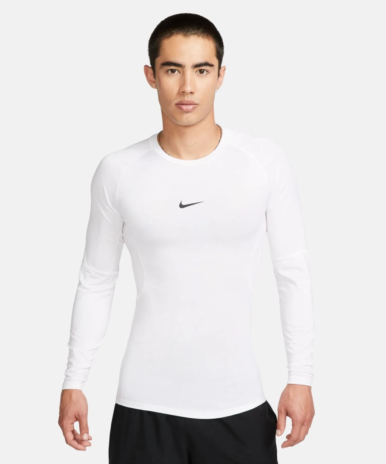 Мужская футболка Nike Pro DF с длинным рукавом белая