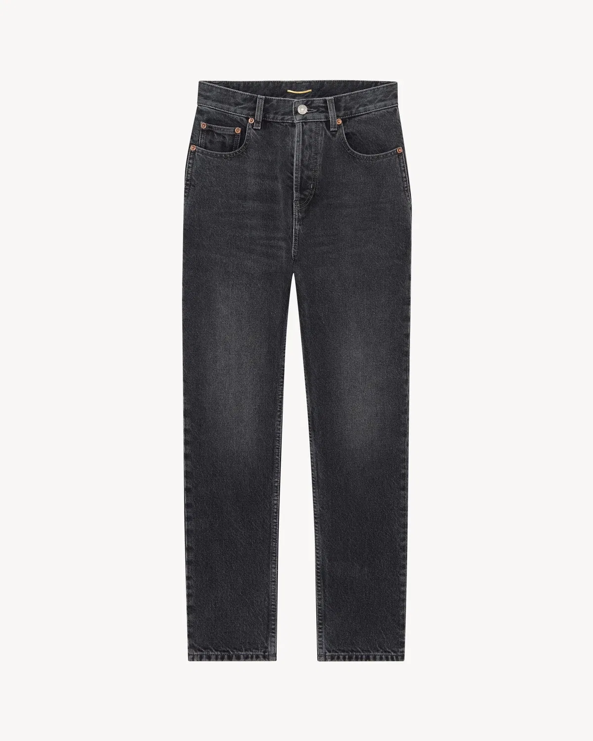 Укороченные джинсы 90-х из денима цвета пепельно-черный Saint Laurent