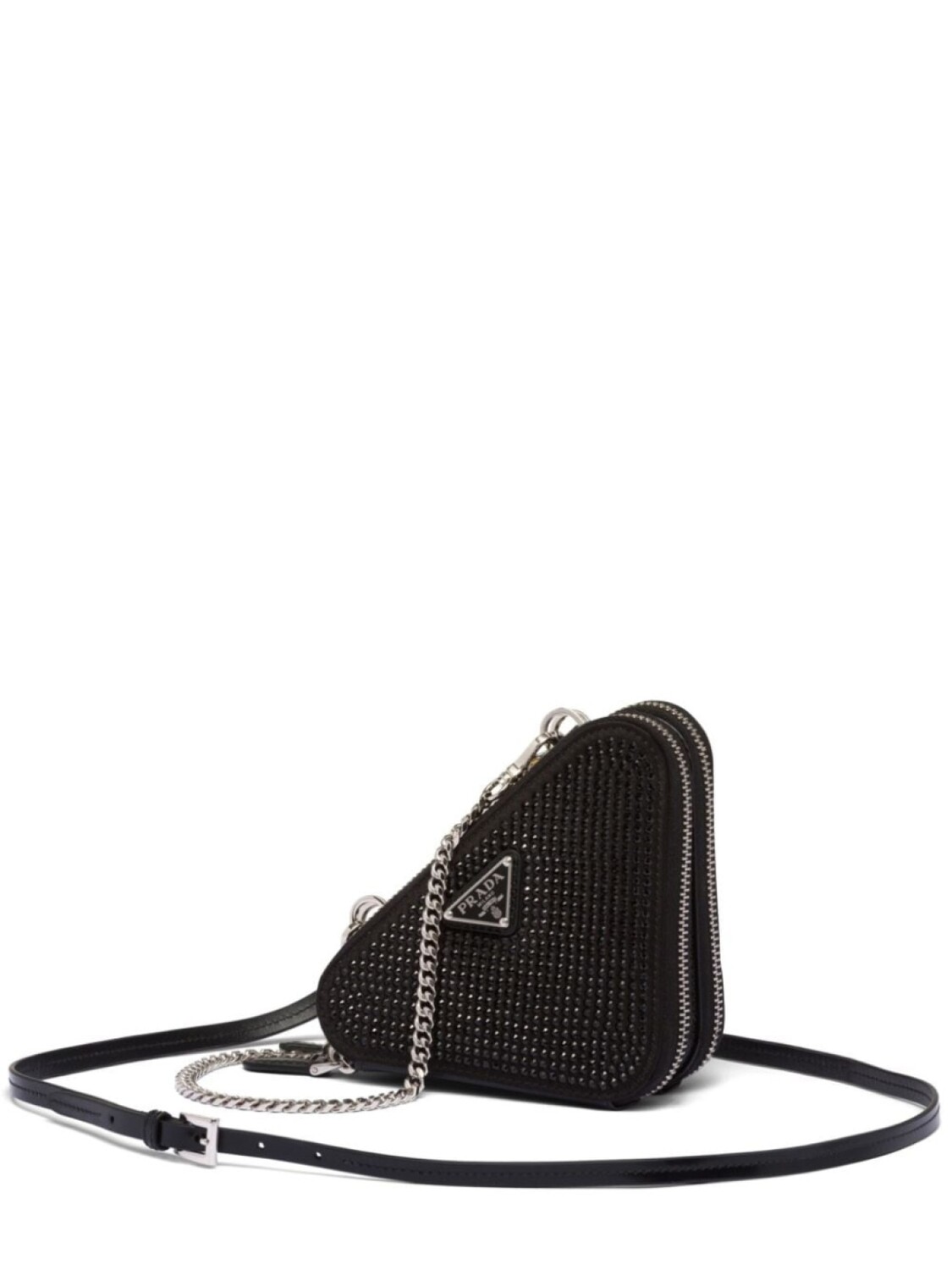 

Мини-кошелек Prada с кристаллами, черный