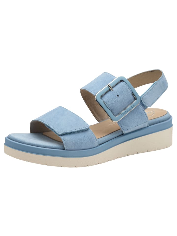 Сандалии на плоской подошве Tamaris, цвет lt blue suede