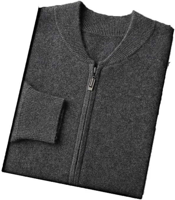 

Мужской кардиган из 100% кашемира с молнией и воротником-стойкой