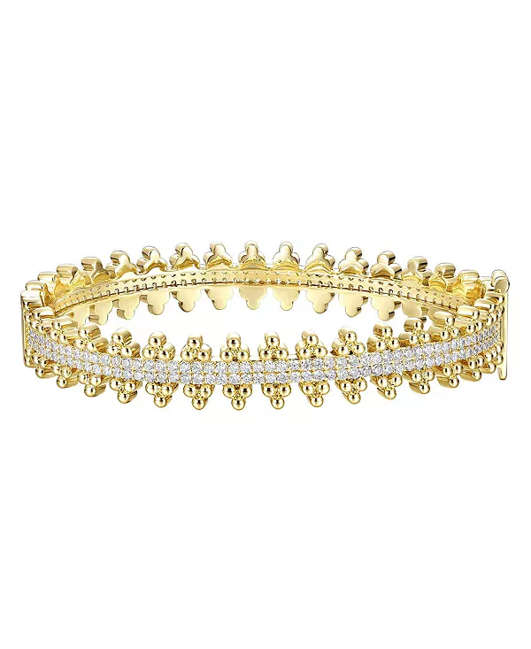 

Теннисный браслет из стерлингового серебра 14 карат с позолотой и бусинами из кубического циркония Rachel Glauber, gold