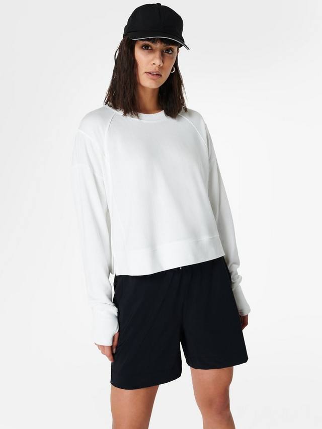 

Укороченная толстовка после занятий Sweaty Betty, цвет Lily White