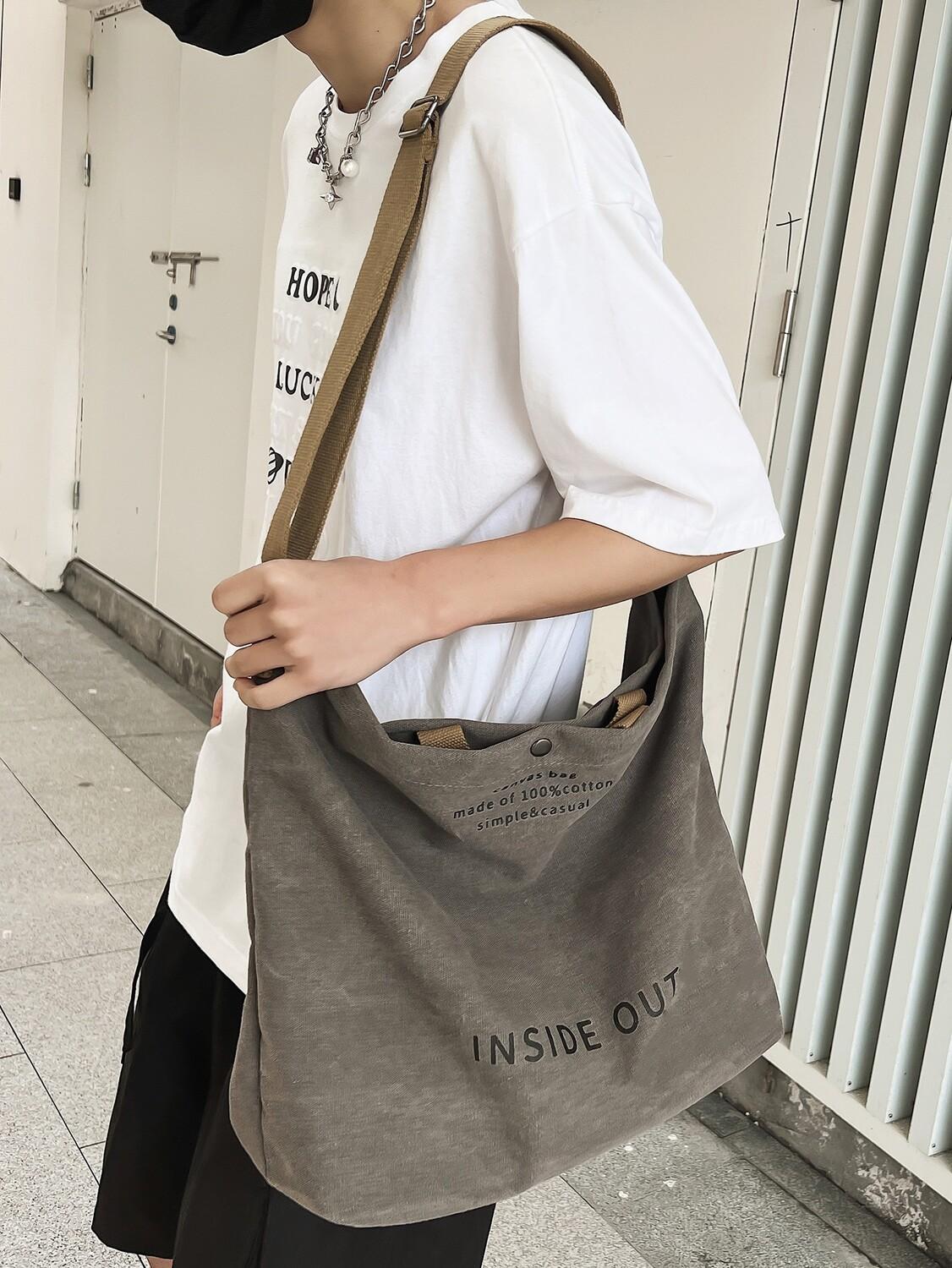 

1 Сумка через плечо, однотонная парусина, модная и минималистичная