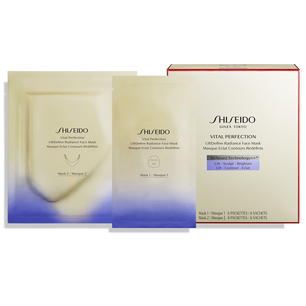 

Двухкомпонентная V-образная маска для лица vital perfection liftdefine radiance face mask Shiseido, количество 1 x 6 шт.