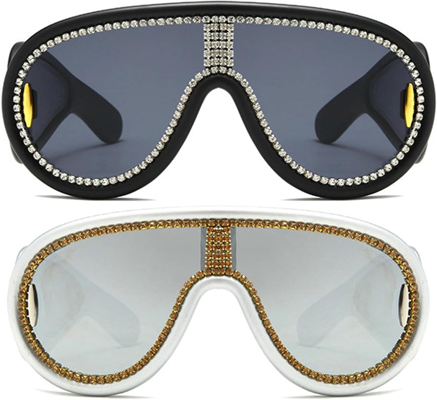 

Солнцезащитные очки в стиле Y2K с обтекаемой формой для женщин и мужчин, солнцезащитные очки-щитки с плоской верхней частью, футуристические безрамочные солнцезащитные очки с градиентными линзами helena, Black+silver