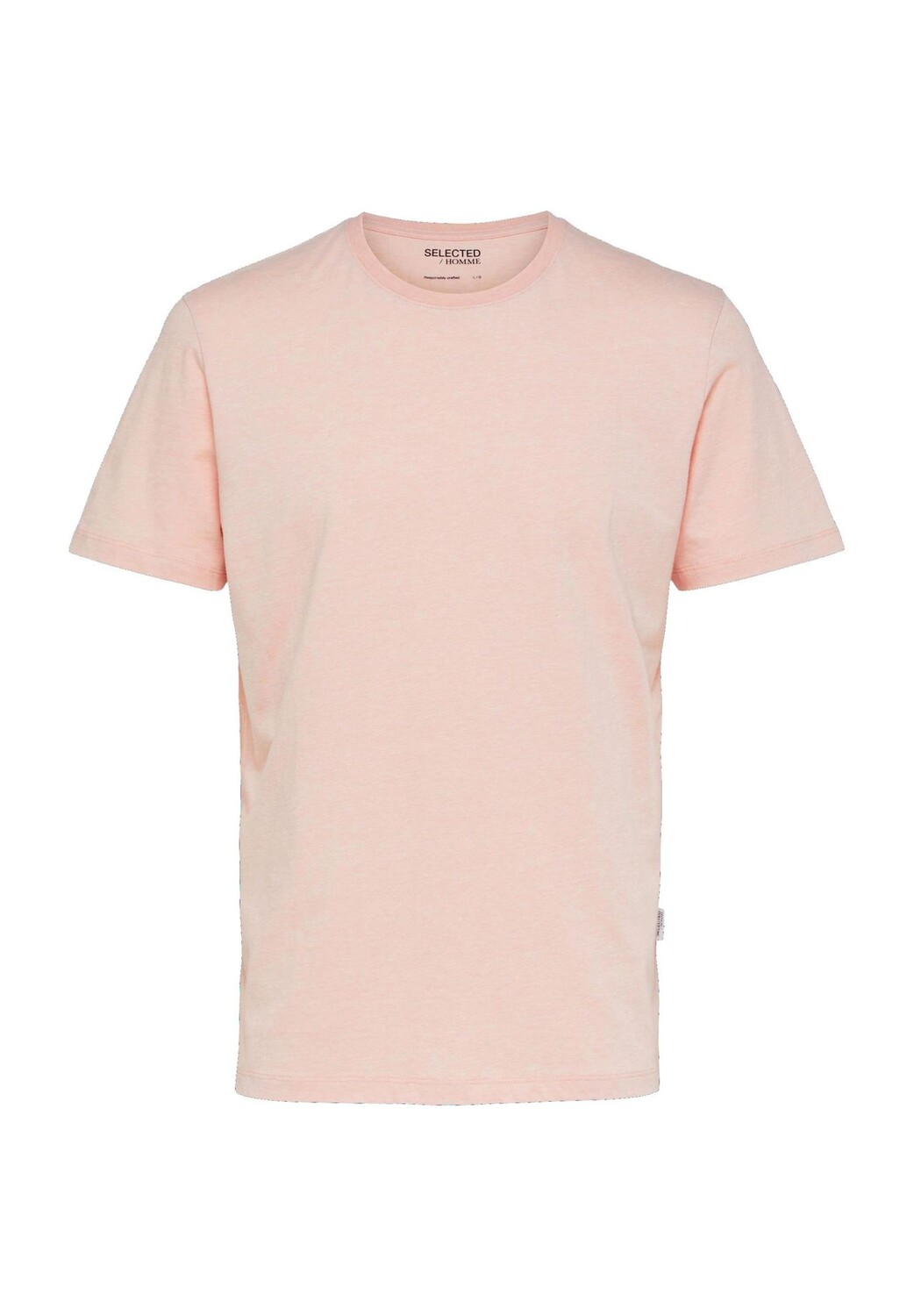 

Футболка с круглым вырезом, заниженная линия плеча, мужская SELECTED, цвет Pink Sa