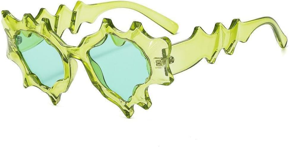 

Модные солнцезащитные очки волнообразной формы для женщин, стильные, необычной формы, конфетных цветов, трендовые очки для отдыха на природе и путешествий HYYZZC, Green