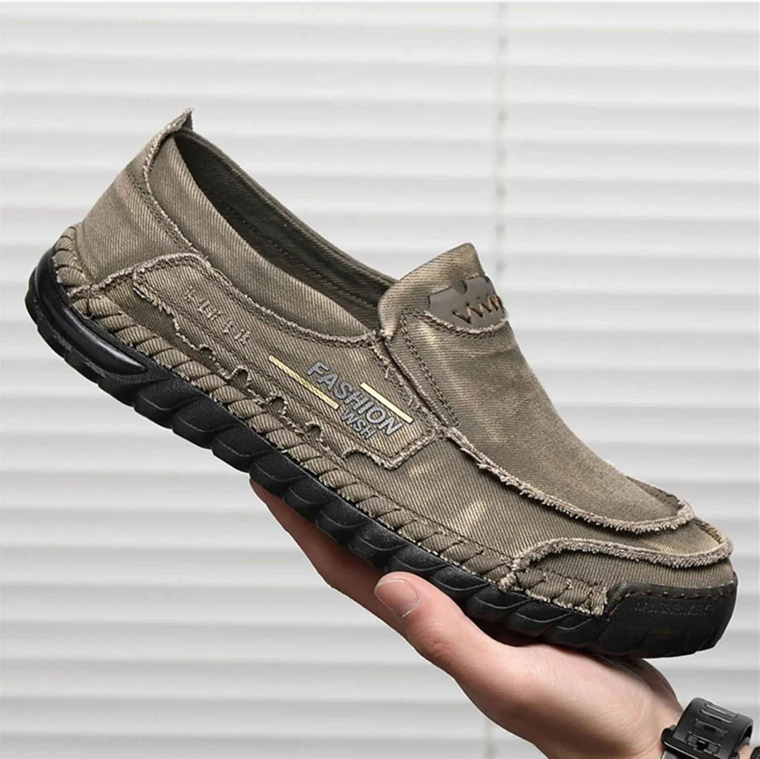 Лоферы Handmade Men's Slip-on Loafers Shoes, хаки SywzX&xfybz — фото 4