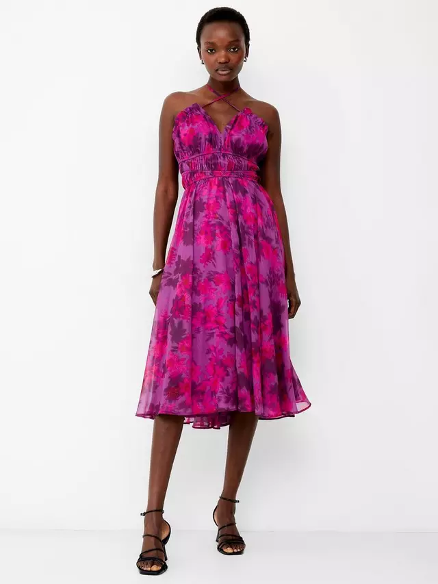 

Платье French Connection Arla Hallie Crinkle, цвет pink/purple