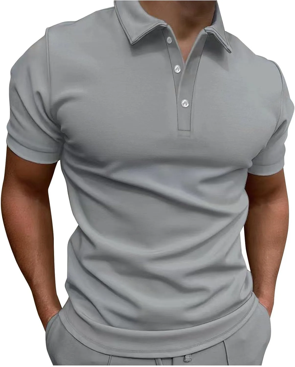 Мужская поло Casual с коротким рукавом Slim Fit V-образный вырез
