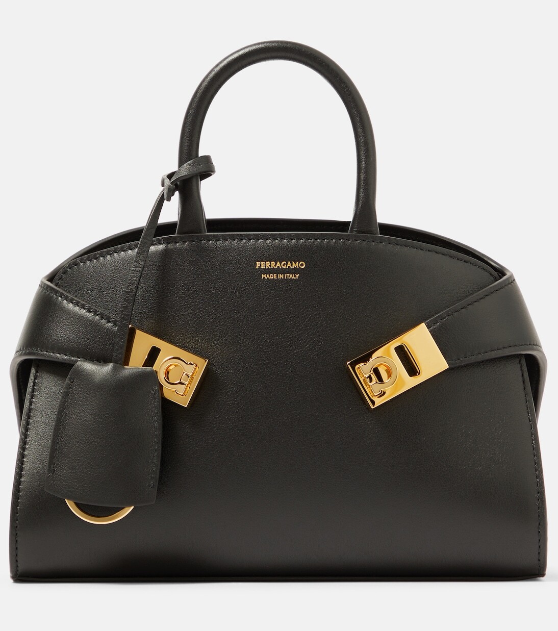 

Кожаная сумка-тоут hug mini Ferragamo, черный