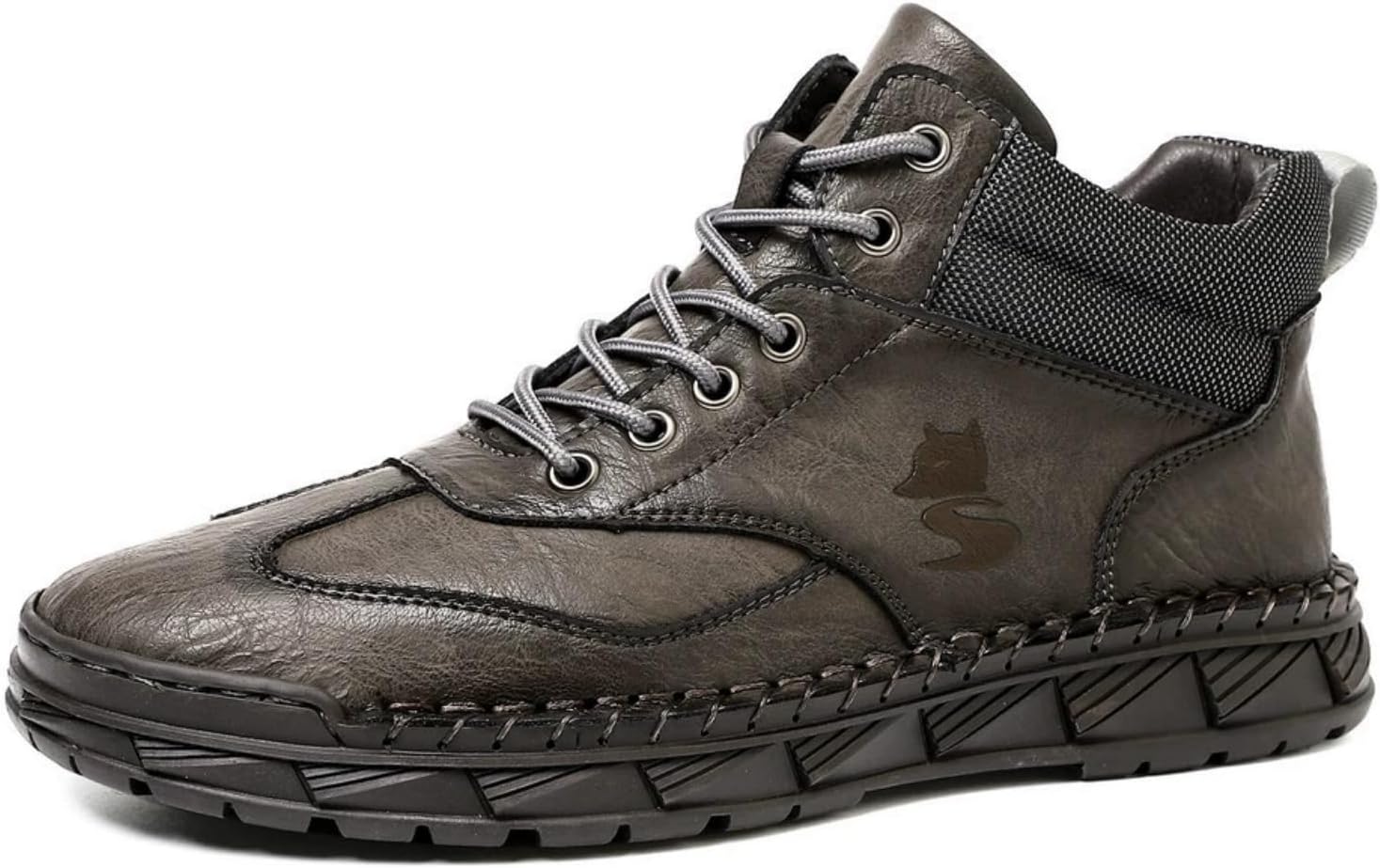 

Мужские ботинки на щиколотку из искусственной кожи, комфортные, ручной работы, широкие, водонепроницаемые, с высоким верхом, на плоской подошве, модная обувь для вождения, работы и походов Xjypuu2, серый