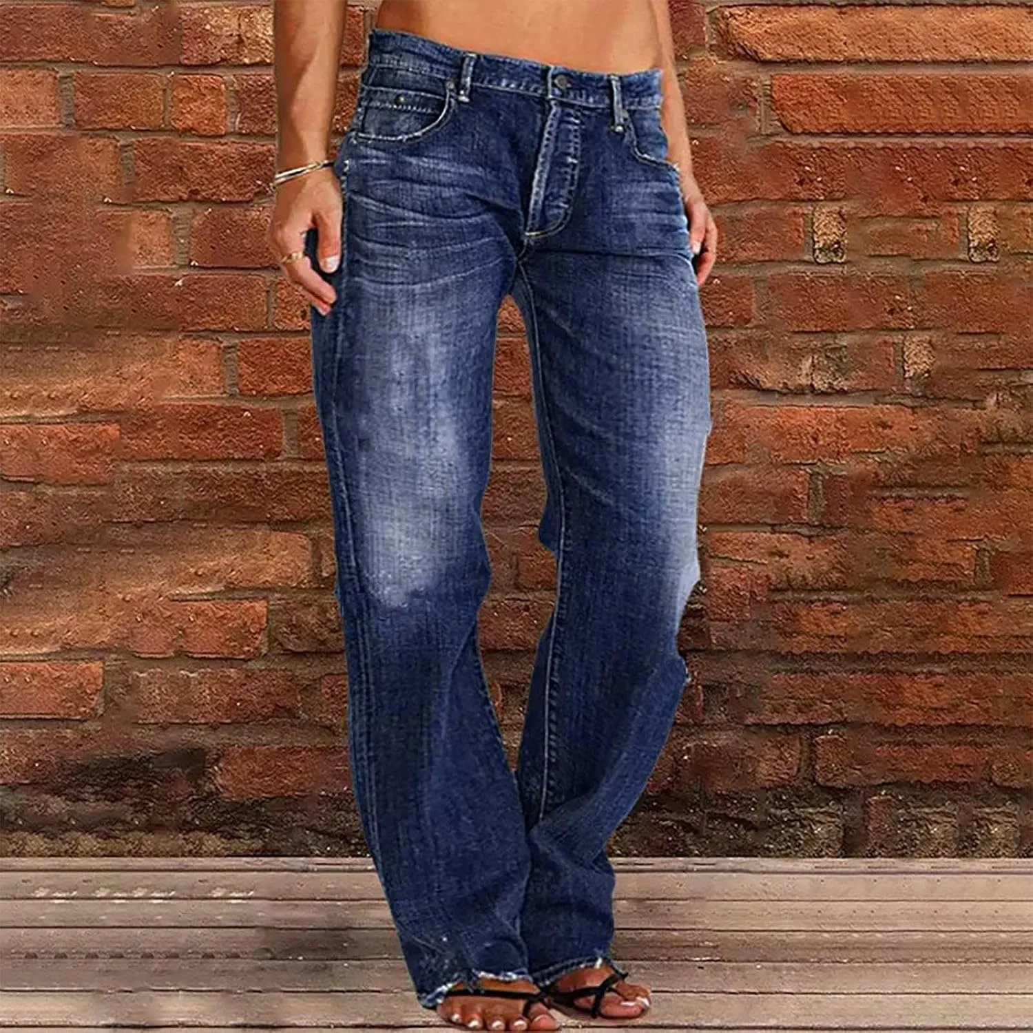 Женские джинсы Baggy Straight Leg Stretchy Mid Rise — фото 2