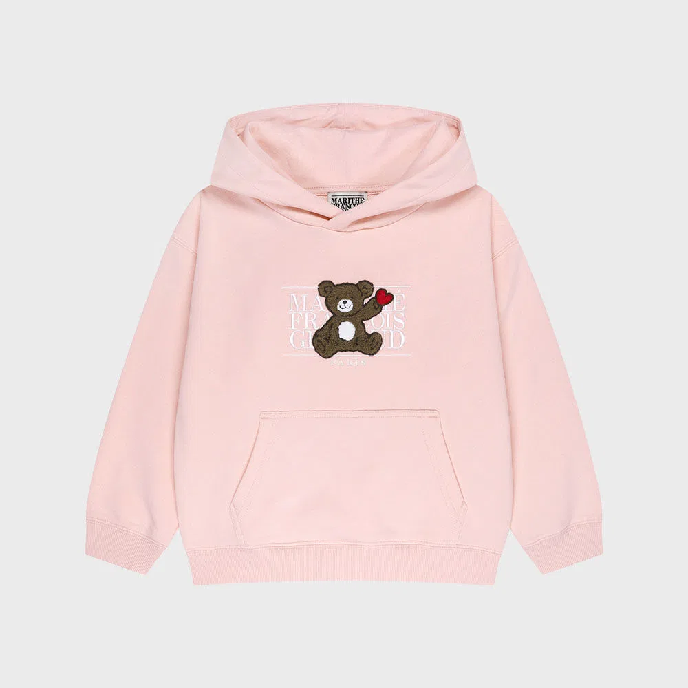 Детская худи Classic Logo с медведем розового цвета от Marithé Kids — фото 2
