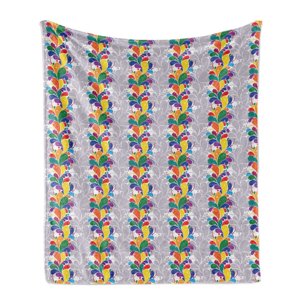 

ABAKUHAUS Красочное мягкое фланелевое флисовое одеяло, Modern Rainbow Paisley Art, уютный плюш для использования в помещении и на открытом воздухе, 125 x 175 см, фиолетово-синий многоцветный, мультиколор