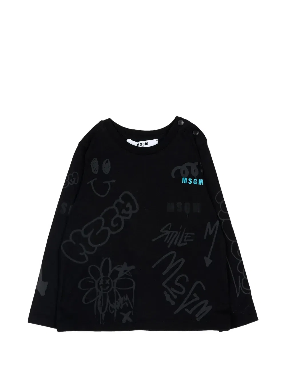Футболка с длинными рукавами и графическим принтом Msgm Kids, черный