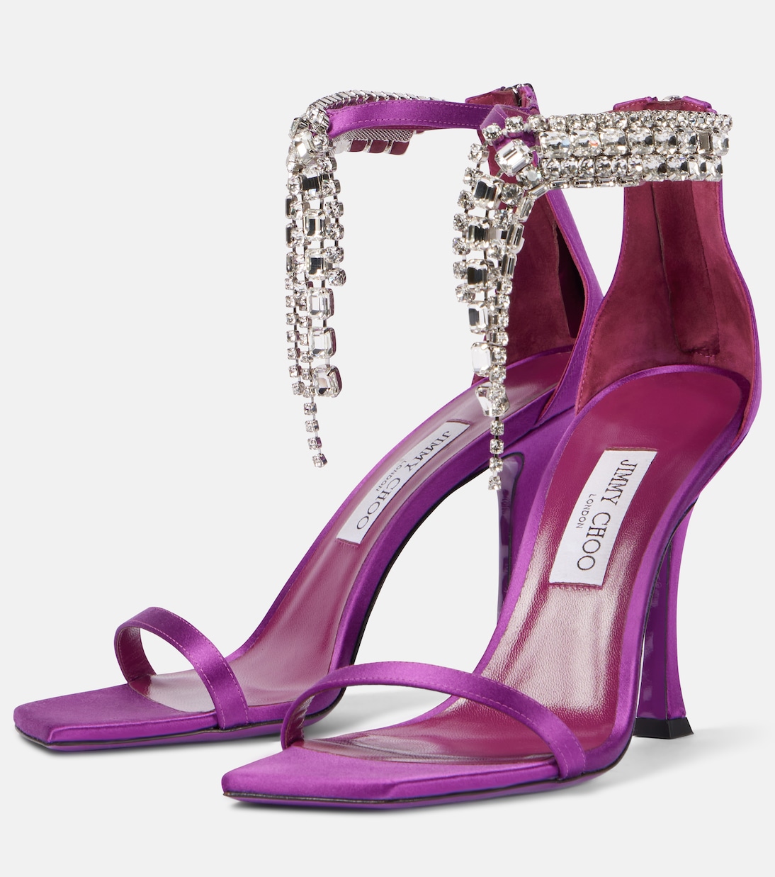 Босоножки Verity 100 из декорированного атласа Jimmy Choo, Pink Violet — фото 4