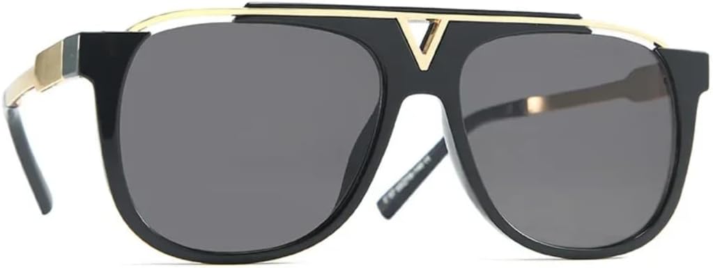 

Солнцезащитные очки для женщин и мужчин, винтажные, зеркальные, градиентные, металлические, в большой оправе, панк-стиль, защита от УФ-излучения UV400 HHZZYVY, Black Black