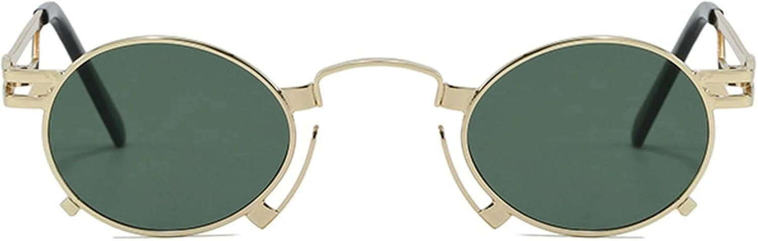 

Металлические круглые солнцезащитные очки для женщин, модные маленькие панк-очки для мужчин, модные очки с защитой от УФ-излучения UV400 mincl, Gold Green