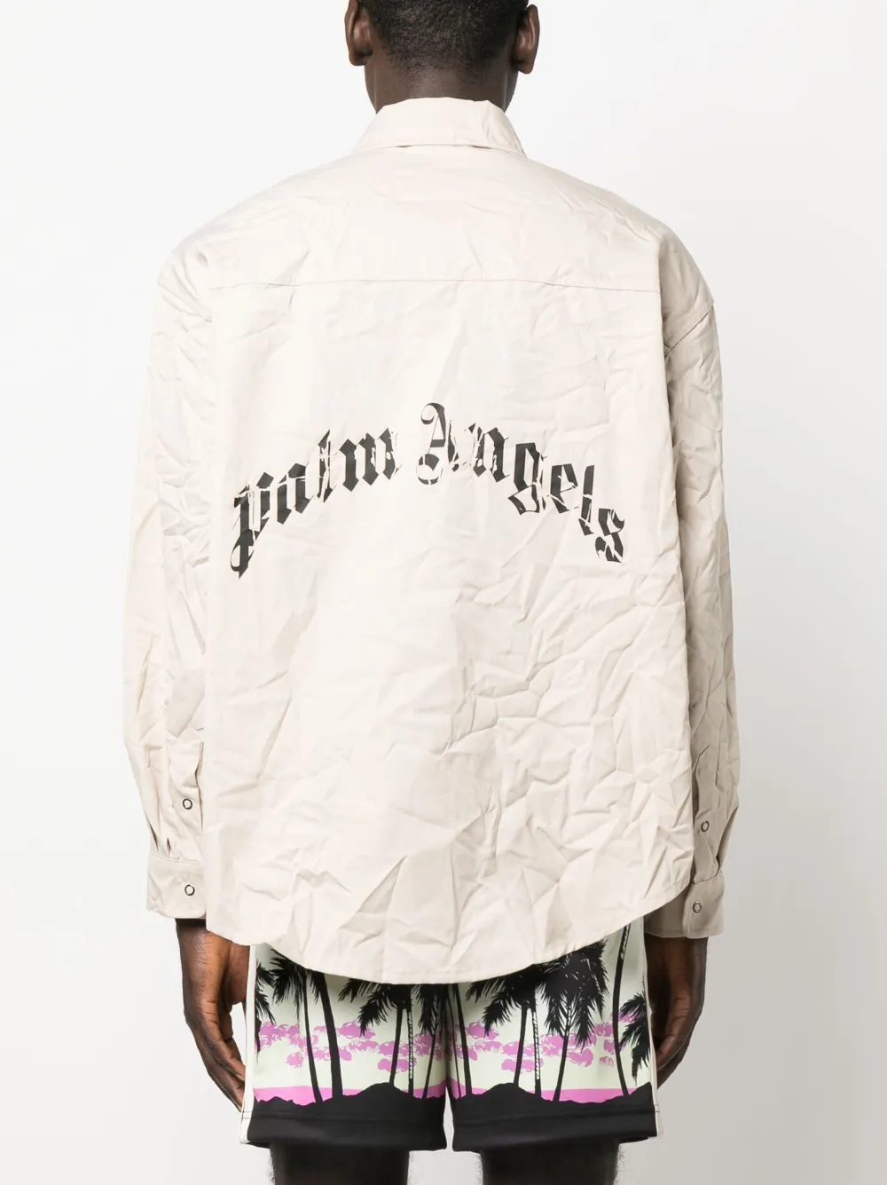 Рубашка с длинными рукавами и логотипом PALM ANGELS, нейтральный — фото 4