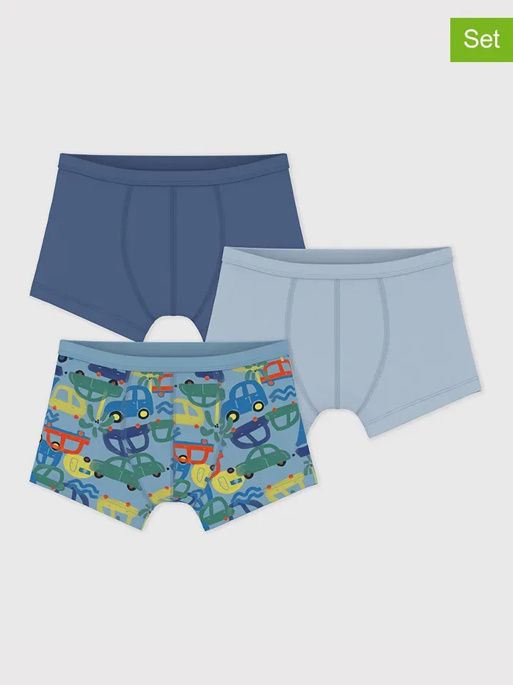 Боксеры, набор из 3 штук, PETIT BATEAU, синий