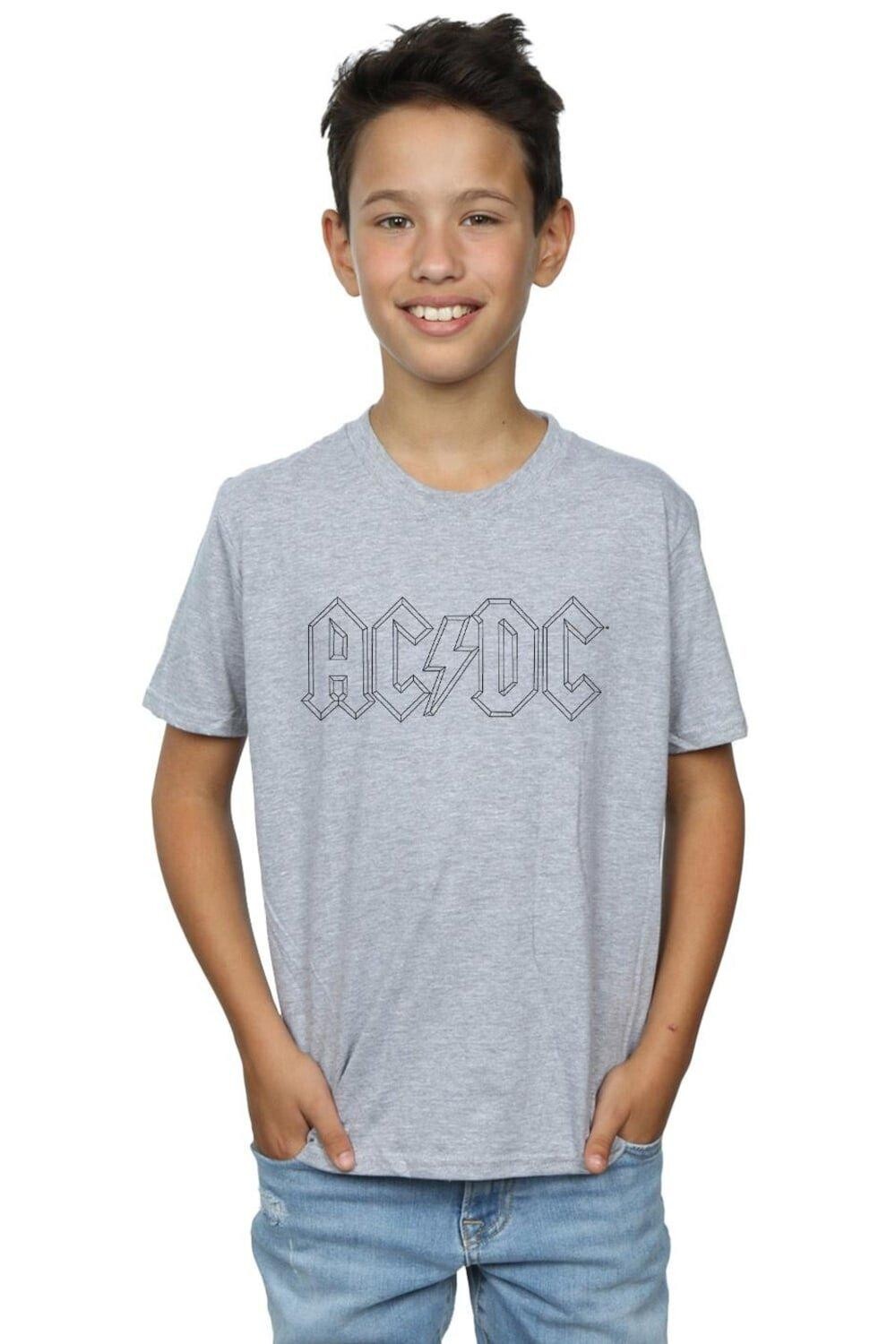 

Черная футболка с контурным логотипом AC/DC, серый, Черный, Черная футболка с контурным логотипом AC/DC, серый