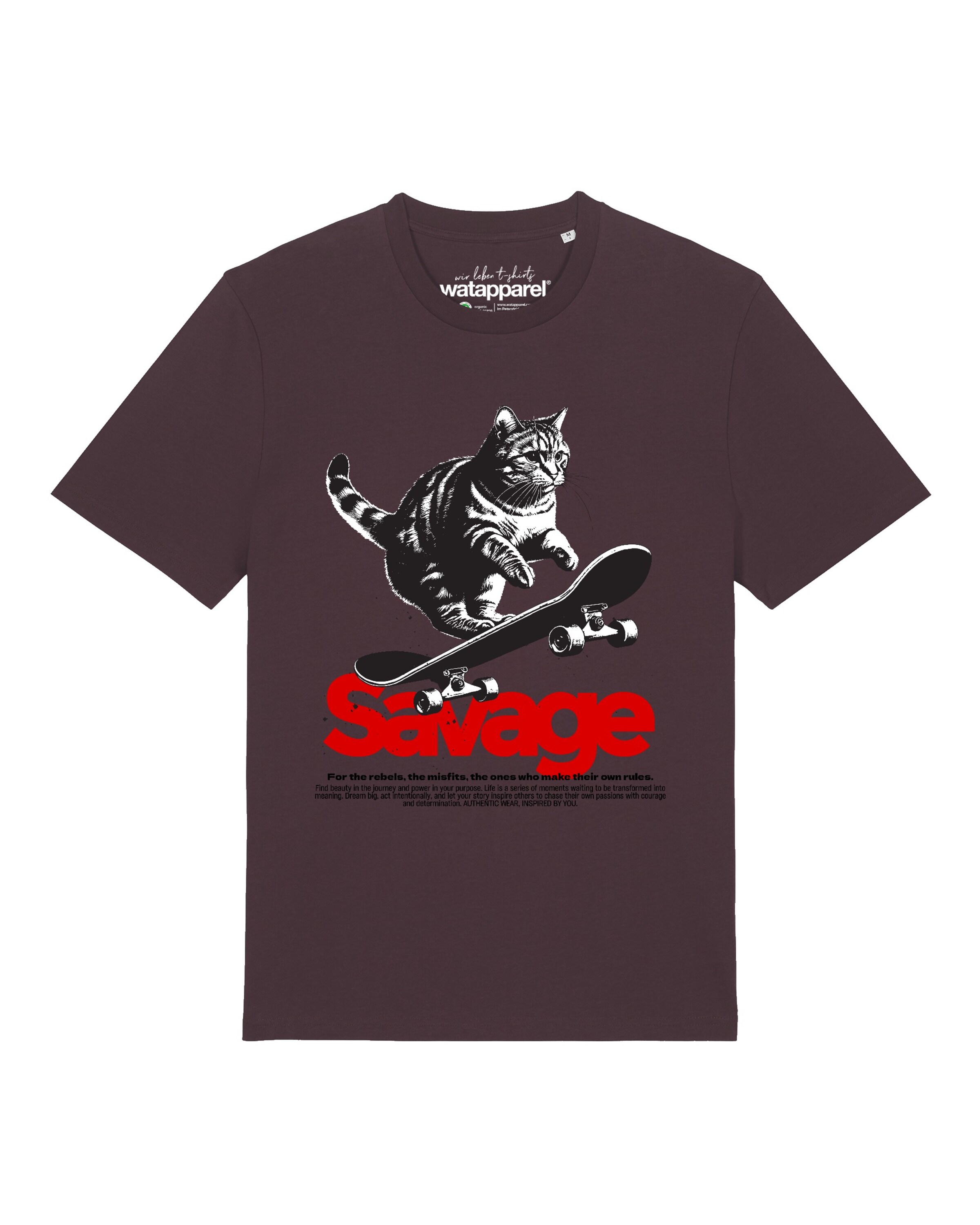 

Watapparel Футболка 'Savage cat' в темно-красном цвете