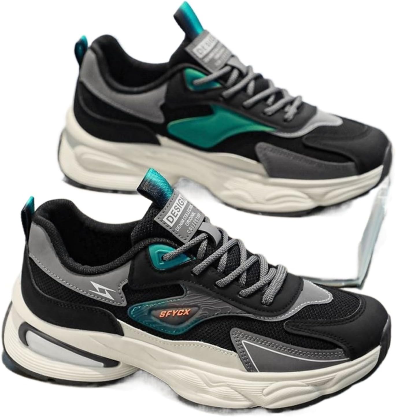 

Мужские дышащие кроссовки из сетки, с массивной подошвой «папины туфли» с эффектом увеличения роста, с перекрестными ремешками и шнуровкой, удобные прогулочные кроссовки для мужчин Azttoztto, черный