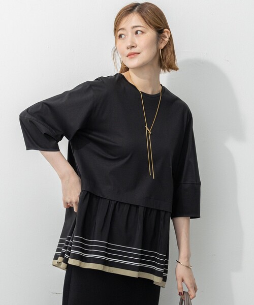 

23区 L Туника с принтом, влагоотводящая, с декоративным рисунком по низу, 23区, черный