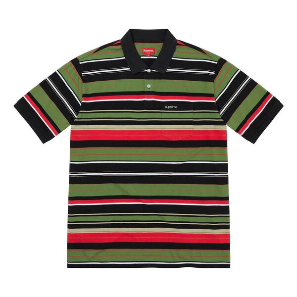 

Рубашка поло multi stripe polo shirt 'black green red' Supreme, черный