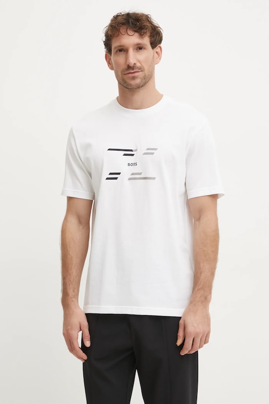 

Хлопковая футболка Boss Green, бежевый