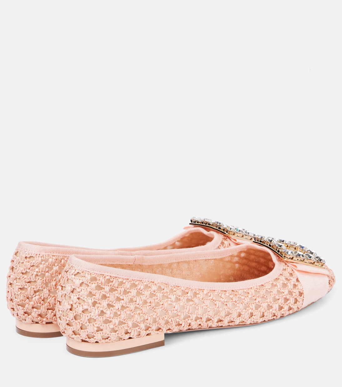 Балетки Tres Vivier из рафии с декором Roger Vivier, Aurora Chiaro + Carne — фото 2