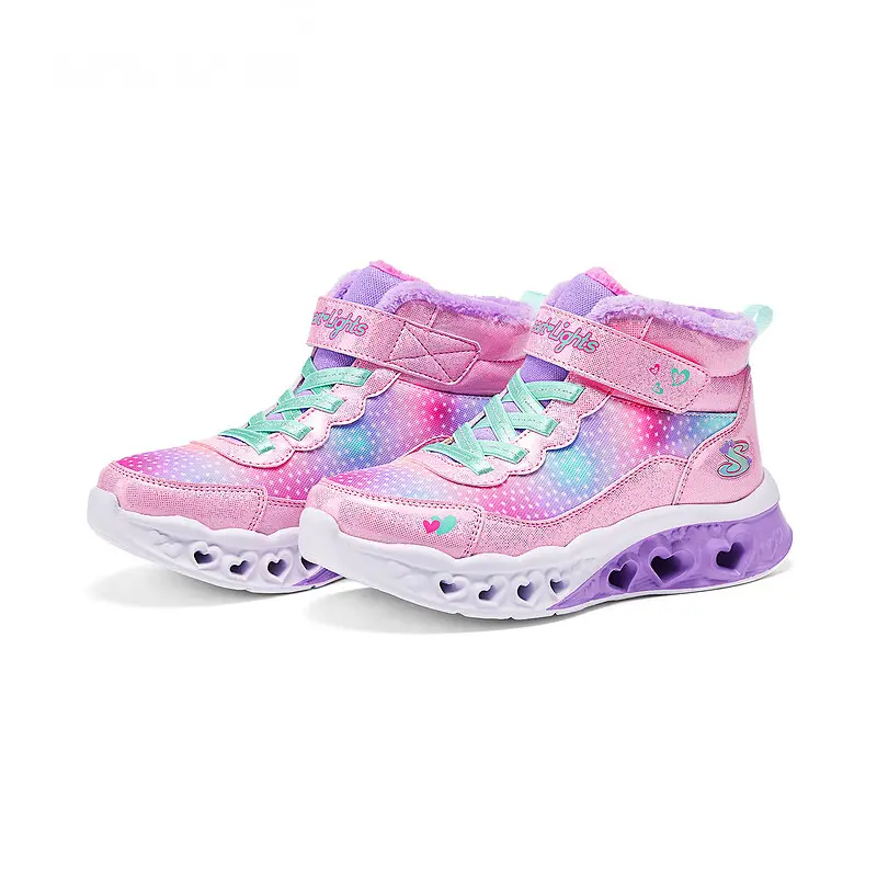 Нескользящие устойчивые к истиранию детские ботинки kids Skechers Kids, розовый — фото 4