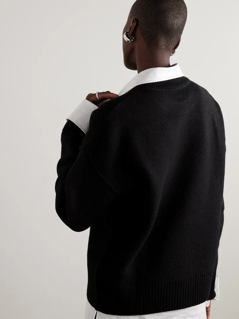AMI Paris + Net Sustain шерстяной свитер с интарсией ADC, черный — фото 3