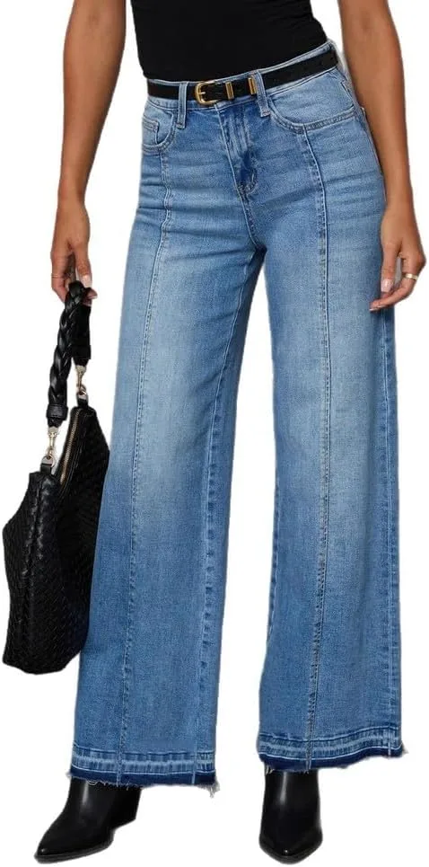 

Женские джинсы wide leg с потертым краем и аппликацией YADMISU