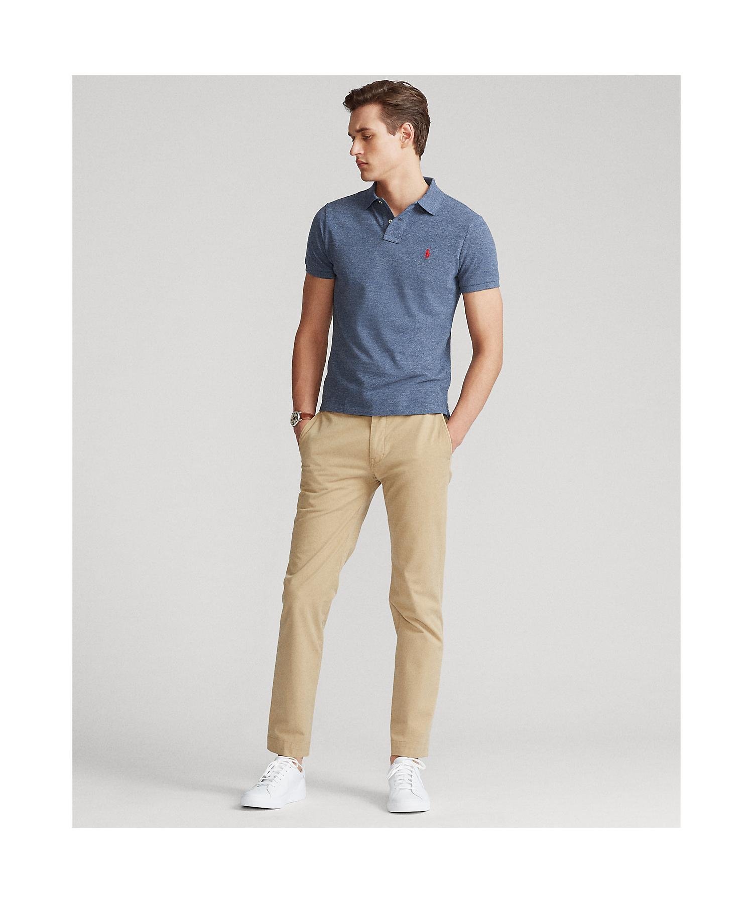 Поло-рубашка из сетчатой ткани приталенного кроя, сшитая. Polo Ralph Lauren, 400 Blue — фото 3