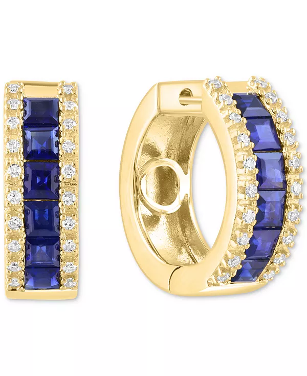 

Маленькие серьги-кольца Effy с синими сапфирами (1-5/8 карата) и бриллиантами (1/6 карата) из 14-каратного желтого золота, 0,62 дюйма Effy Collection, sapphire