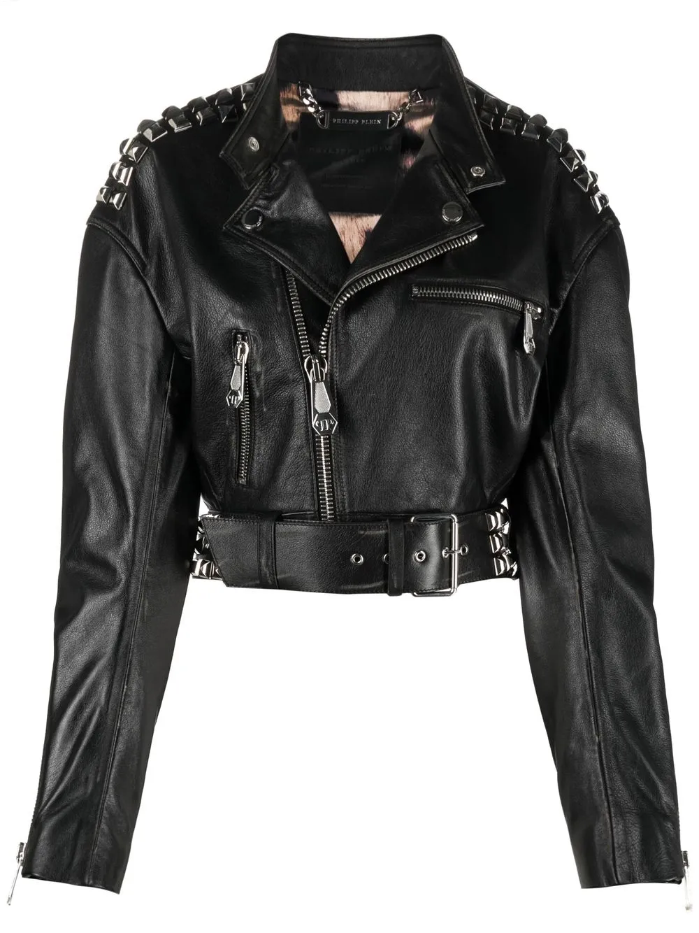 

Укороченная куртка с заклепками-шипами Philipp Plein, черный