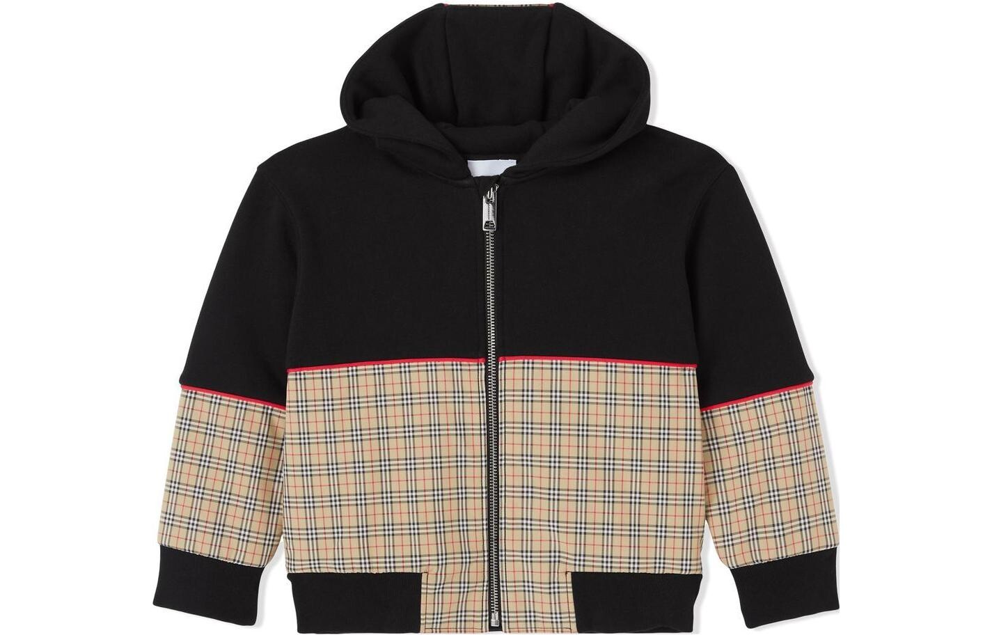 

Burberry Kids худи на молнии в клетку со вставками, цвет Black