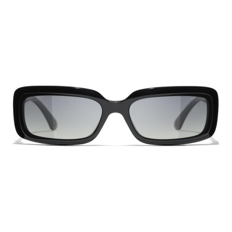 CHANEL Ацетатные прямоугольные солнцезащитные очки унисекс черные, Black — фото 3